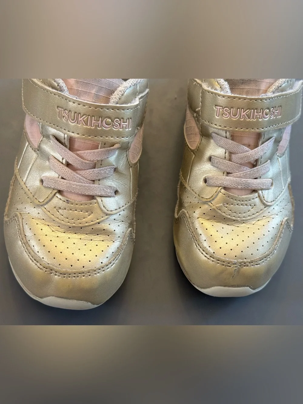Tsukihoshi Gold Rose Pink Athletic Sneakers Toddler Girl’s U.S. Size 10 Shoes